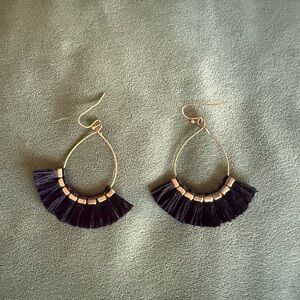 Navy and Silver Tassel Earrings